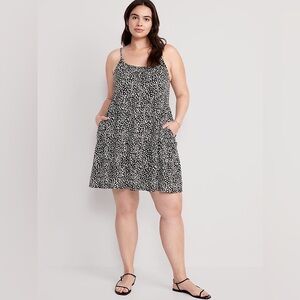 Old Navy Braided-Strap Tiered Mini Swing Dress NWT